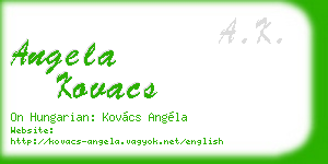 angela kovacs business card